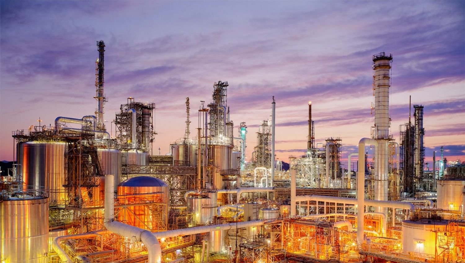 Petroleum refinery at twilight